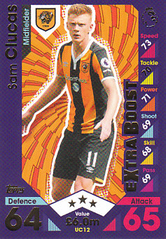 Sam Clucas Hull City 2016/17 Topps Match Attax Extra Update Card #UC12